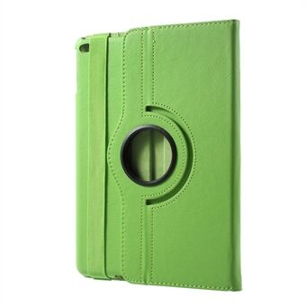 360 Degree Rotary Stand Litchi Grain Leather Case with Brand Hollow + Elastic Fasten Band for iPad (2018) / 9.7 (2017) / Air 2 / Air