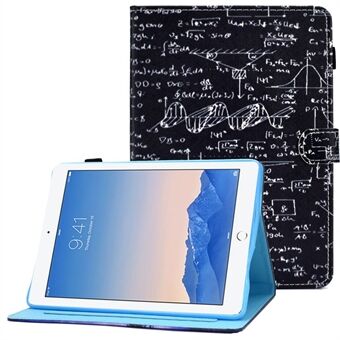 För iPad Air (2013) / Air 2 / iPad  (2017) / (2018) Sydd läderfodral Skyddande tablettfodral Mönstertryckt magnetisk stängning Stötsäkert fodral med Stand / kortplatser
