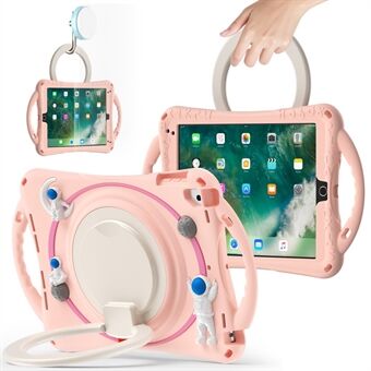 För iPad 9,7 tum (2017) / (2018) / iPad Pro 9,7 tum (2016) / iPad Air (2013) / Air 2 Tablet Case Rotation Kickstand Astronaut PC+Silicon Shockproof Cover