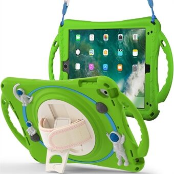 För iPad 9,7 tum (2017) / (2018) / iPad Pro 9,7 tum (2016) / iPad Air (2013) / Air 2 Kickstand Tablet Case Astronaut PC+Silicon Cover med handrem / Axelrem