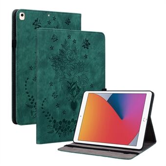 För iPad Air (2013) / Air 2 / iPad 9,7-tum (2017) / (2018) PU- Stand Shell Butterfly Rose-märkt surfplatta med kortplatser