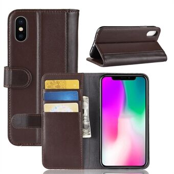 Split Leather Stand Phone Case for iPhone XR 6.1 inch Folio Flip Wallet Design Case