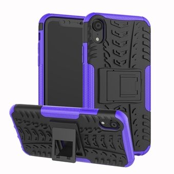 Tire Pattern Kickstand PC + TPU Combo Back Case for iPhone XR 