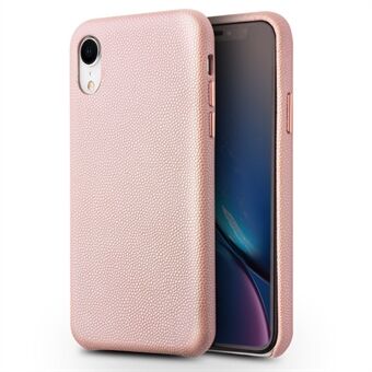 QIALINO Classic Litchi Texture Calf Skin Genuine Leather Coated PC Back Case for iPhone XR 