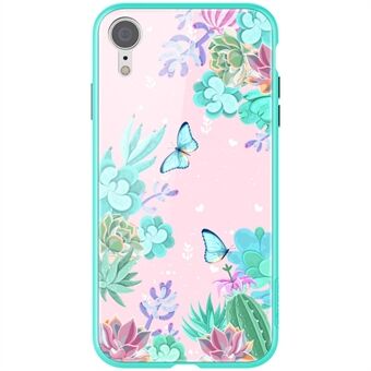 NILLKIN Floral Case Färgglad härdat glas + hård PC Fyrdubbla skyddsfodral för iPhone XR 