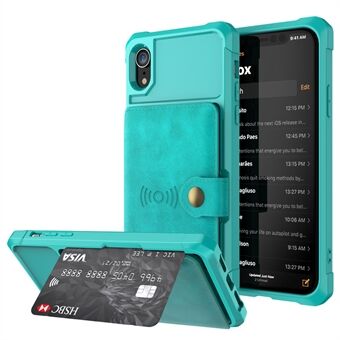 Läderbelagd TPU-plånbok Kickstand-fodral med inbyggt magnetiskt ark för iPhone XR 6.1 tum