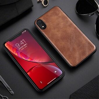 X-LEVEL Vintage Style PU Leather Coated TPU Phone Case Shell for iPhone XR