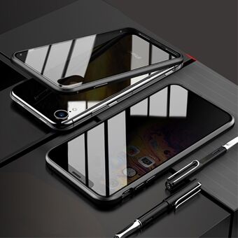 Magnetic Metal Frame + Tempered Glass Back Phone Cover for iPhone XR 