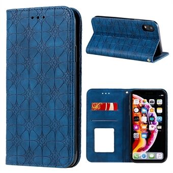 Imprint Flower Pattern Auto-absorbed Stand Phone Cover Case with Card Slots for iPhone XR 
