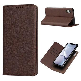 Litchi Skin Genuine Leather TPU Stand Shell for iPhone XR  Detachable 2 in 1 Case
