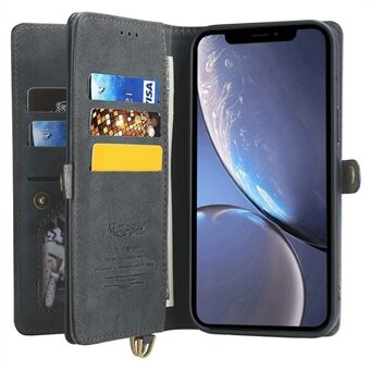 MEGSHI 021-serien Stand 2-i-1-design med full skyddande telefonfodral i läder med avtagbar plånbok för iPhone XR 