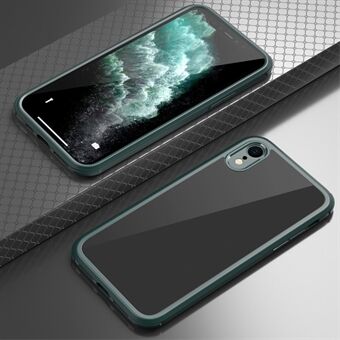 För iPhone XR Helkroppsskydd Klart fodral Dubbelsidigt härdat glas + Silikonram Telefonskydd
