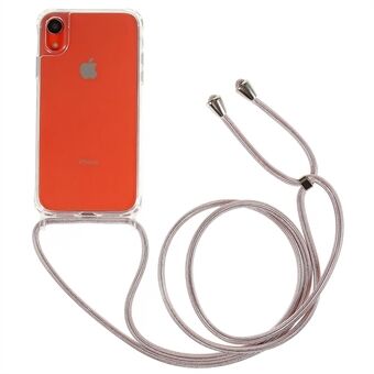 Bakfodral för iPhone XR 6,1 tum, fallskydd genomskinligt TPU+akryltelefonfodral med snodd