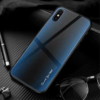 Texture Gradient Tempered Glass Back + Soft TPU Edge Phone Cover for iPhone XS Max 