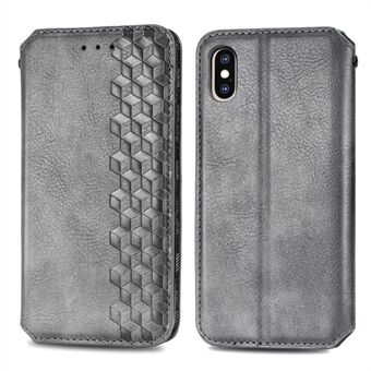 Rhombus Imprinting Design PU Leather Case for iPhone XS Max , Anti-Fall Leather Wallet Stand Phone Accessory