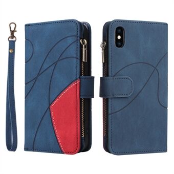 KT Multi-function Series-5 For iPhone XS Max  Imprinted Curved Line Pattern Phone Case Bi-color PU Leather Wallet Design Smartphone Covering