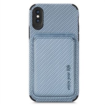 För iPhone XS Max  Fallsäkert telefonfodral i kolfiber Texture PU-läder + TPU + PVC-bakstycke med magnetisk absorption avtagbar korthållare