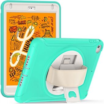 För iPad mini (2019)  / iPad mini 4 Rotary Kickstand PC + Silikon Hybrid Cover Anti-drop Tablet Fodral med handrem