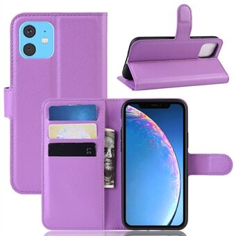 Litchi Skin Leather Wallet Stand Case for iPhone 11  (2019) with Soft TPU Inner Case