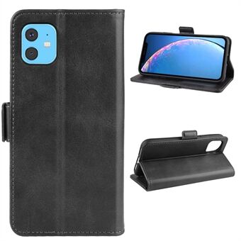 För iPhone 11 6,1 tum (2019) PU-läder + TPU-plånbok justerbart Stand Mobiltelefonfodral Cover Shell