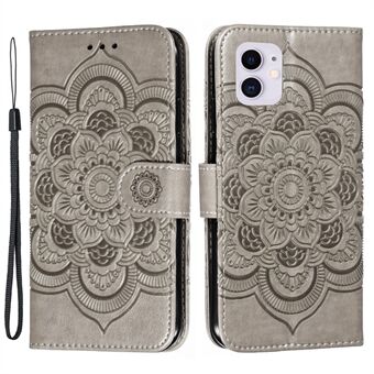 Imprinted Sun Mandala Flower Pattern Leather Wallet Casing for iPhone 11  (2019)
