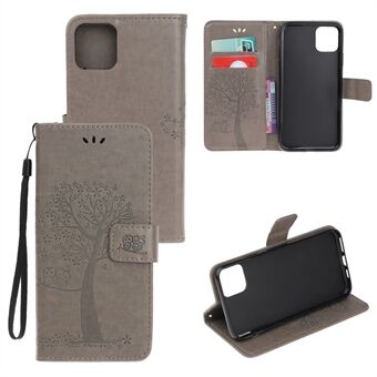 Imprint Tree Owl Läder plånboksfodral för iPhone 11 6,1 tum (2019)