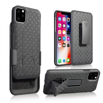 Flätat mönster PC Belt Clip Kickstand Phone Hölje för iPhone 11  (2019)