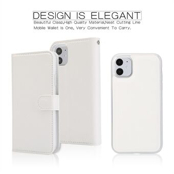 Stylish Cross Texture Leather Wallet Cover + Removable TPU Back Shell for iPhone 11 