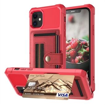 TPU+PU Leather Phone Case with Card Slot and Elastic Finger Ring Strap for iPhone 11 