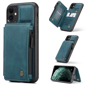 CASEME C20 Zipper Pocket Card Slots PU-läderbelagd TPU-fodral för iPhone 11 6,1 tum