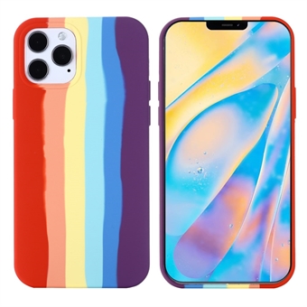 Flytande silikontelefonskal med Rainbow-målning för iPhone 11