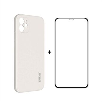 ENKAY ENK-PC0652 Anti-Drop Soft Liquid Silicone Phone Cover Case + Full Screen 0.26mm 9H 2.5D Tempered Glass Full Glue Screen Protector for iPhone 11
