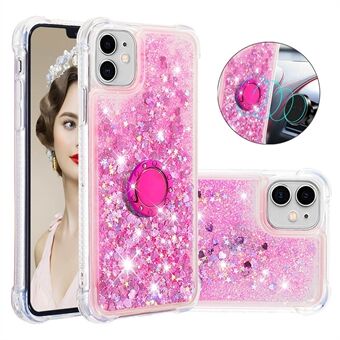 Drop-proof Glitter Quicksand Ring Kickstand TPU Phone Protective Shell for iPhone 11 