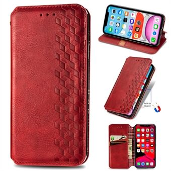Fashionable Auto-absorbed Rhombus Texture PU Leather Wallet Cover for iPhone 11 