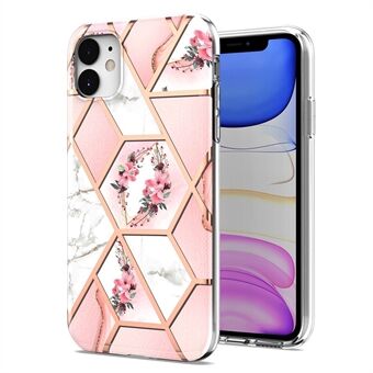 Deco Marble Flowers Motif TPU telefonskal till iPhone 11 - Pink Marble Flower