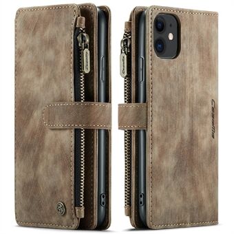 CASEME C30-serien Stötsäker dragkedja Ficktelefonskal PU-läderplånboksfodral Telefonfodral med 10 kortplatser för iPhone 11 6,1 tum