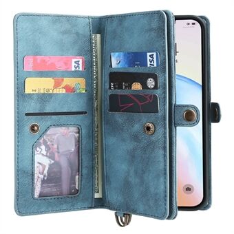 MEGSHI 021-serien Löstagbar 2-i-1 magnetisk plånboksdesign Flera kortplatser Anti-fall telefonfodral med Stand och rem för iPhone 11 