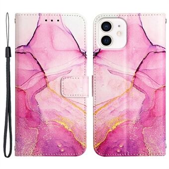 YB Pattern Printing Leather Series-5 for iPhone 11  Foldable Stand Design Printed Marble Pattern PU Leather Case Wallet Magnetic Clasp Shell with Strap