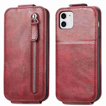 Zipper Wallet Vertical Flip Leather Case for iPhone 11 , Phone Stand Cover with Built-in Metal Sheet