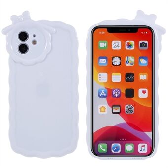 För iPhone 11 6,1 tum Solid vit blank yta Anti-chock telefonfodral med 3D Cartoon Monster Design Smartphone Skyddande mjukt TPU bakstycke