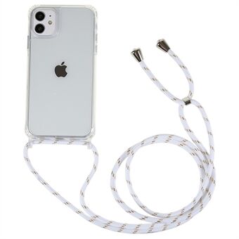 För iPhone 11 6,1 tums genomskinligt telefonfodral med justerbart linne, droppsäkert TPU+akryl bakskal