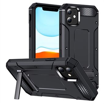 För iPhone 11 Flexibel TPU + hårt PC-fodral Kickstand Robust skyddande telefonfodral