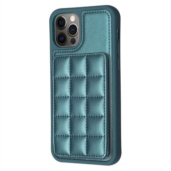 Style-BF24 för iPhone 11 Grid Design PU-läderbelagd TPU-fodral Korthållare Kickstand Telefonskydd