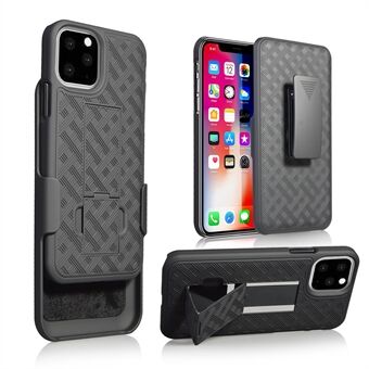 Flätat mönster Bältesklämma Kickstand PC Phone Shell för iPhone 11 Pro  (2019)