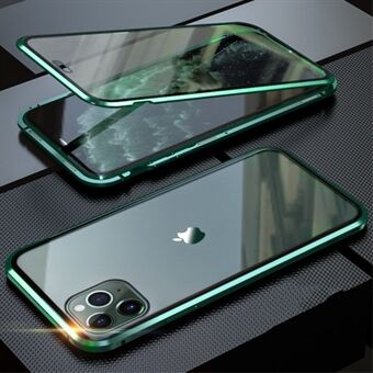 Heltäckande magnetisk metallram + telefonskal med pekskärm i härdat glas för Apple iPhone 11 Pro 