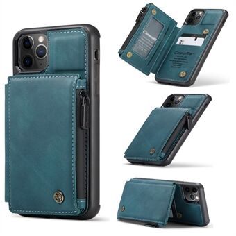 CASEME C20 Zipper Pocket Card Slots PU-läderbelagd TPU-telefonfodral för iPhone 11 Pro 5,8 tum