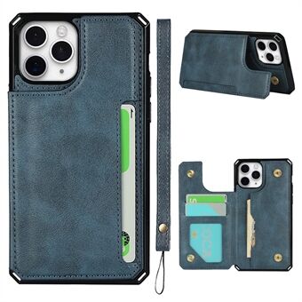 For iPhone 11 Pro  Button Flip PU Leather Coated TPU Wallet Phone Shell
