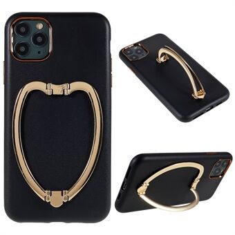 For iPhone 11 Pro  PU Leather Coating PC+TPU Cover Electroplating Buttons Cell Phone Case with Foldable Metal Kickstand