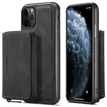 JEEHOOD For iPhone 11 Pro  Detachable Scratch-resistant Magnetic Zipper Wallet Style Cover Leather Coated TPU Well-protected Phone Case with Kickstand