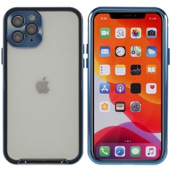 För iPhone 11 Pro  Anti- Scratch aluminiumlegering stötfångarram + genomskinligt matt telefonfodral skal med kameralinsskydd